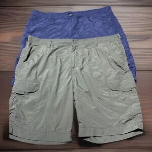 GH Bass & Co Men’s Shorts 40 Khaki & Navy Utility Pockets Hiking Casual Fit